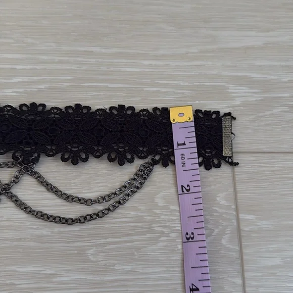 3/$10 Spirit Lace Choker Black with Cross - Picture 8 of 8